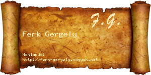 Ferk Gergely névjegykártya